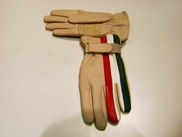 Guanti in pelle modello Flag colore crema